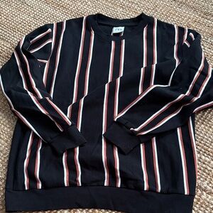 Zara Men's Sweater with Black and Red Stripes